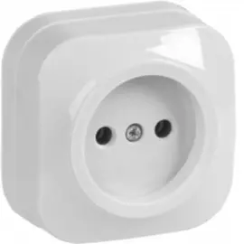 Розетка открытой установки, 1 гнездо, без заземления, 10 А, 250 В, пластик, IP20, белая, IEK, РС20-2-ХБ Glory, ERH10-K01-10