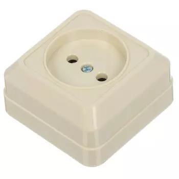 Розетка открытой установки, 1 гнездо, без заземления, 16 А, ABS пластик, IP20, слоновая кость, UNIVersal, Олимп, Б-О0022