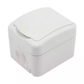 Розетка открытой установки, 1 гнездо, с заземлением, 16 А, 220-250 В, керамика, IP54, белая, Kranz, Mini, KR-78-0605