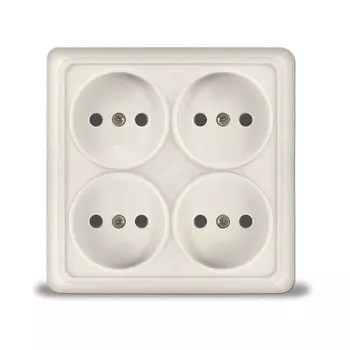 Розетка открытой установки, 4 гнезда, без заземления, 16 А, ABS пластик, IP20, слоновая кость, UNIVersal, Олимп, 1170 SE