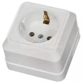 Розетка открытой установки, 1 гнездо, с заземлением, 16 А, IP20, белая, TDM Electric, Ладога, SQ1801-0015