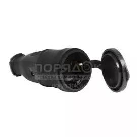 Розетка переносная без заземления, 16 А, 250 В, каучук, IP44, Smartbuy, SBE-16-S07-R