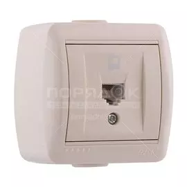 Розетка компьютерная открытой установки, без заземления, пластик, кремовая, Lezard, Nata, 710-0300-139