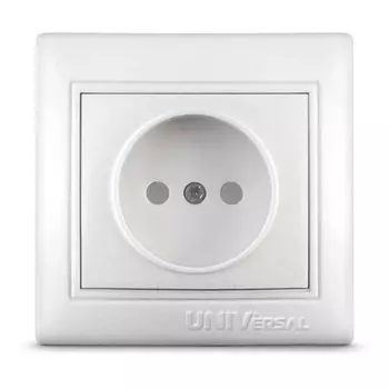 Розетка скрытой установки, 1 гнездо, без заземления, 16 А, с защитными шторками, ABS пластик, IP20, белая, UNIVersal, Севиль, С0047