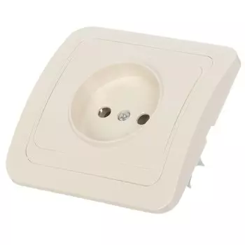 Розетка скрытой установки, 1 гнездо, без заземления, 16 А, ABS пластик, IP20, слоновая кость, UNIVersal, Валери, Б-В0022