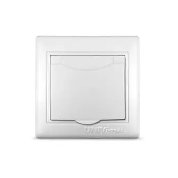 Розетка скрытой установки, 1 гнездо, с заземлением, 16 А, ABS пластик, белая, с крышкой, UNIVersal, Севиль, С0029