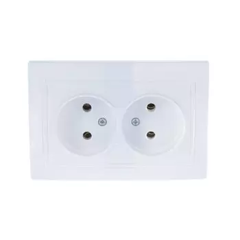 Розетка скрытой установки, 2 гнезда, без заземления, 16 А, ABS пластик, IP20, белая, UNIVersal, Севиль, С0102/П