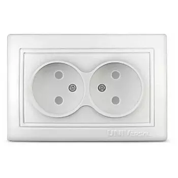 Розетка скрытой установки, 2 гнезда, без заземления, 16 А, с защитными шторками, ABS пластик, IP20, белая, UNIVersal, Севиль, С0048
