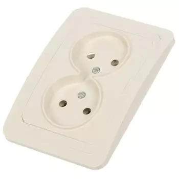 Розетка скрытой установки, 2 гнезда, без заземления, 16 А, ABS пластик, IP20, слоновая кость, UNIVersal, Валери, Б-В0102