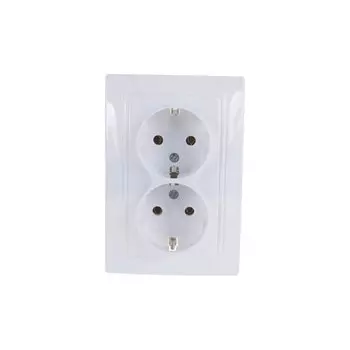 Розетка скрытой установки, 2 гнезда, с заземлением, 16 А, ABS пластик, IP20, белая, UNIVersal, Севиль, С0128