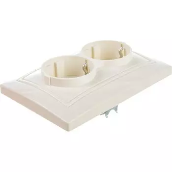 Розетка скрытой установки, 2 гнезда, с заземлением, 16 А, ABS пластик, IP20, слоновая кость, UNIVersal, Севиль, Б-С0128