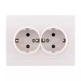 Розетка скрытой установки двухместная Lezard Deriy 702-0202-127 с заземлением, белая