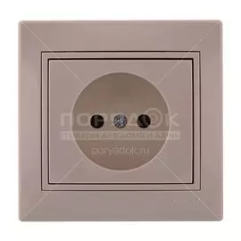 Розетка скрытой установки, 1 гнездо, без заземления, керамика, кремовая, со вставкой, Lezard, Mira, 701-0303-121