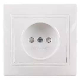 Розетка скрытой установки, 1 гнездо, без заземления, 10 А, с защитными шторками, керамика, белая, TDM Electric, Таймыр, SQ1814-0015