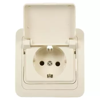 Розетка скрытой установки скрытой установки, 1 гнездо, с заземлением, 16 А, 220 В, пластик, IP20, слоновая кость, UNIVersal, Валери