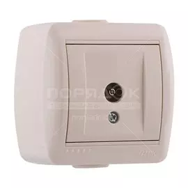 Розетка ТВ открытой установки, 1 гнездо, без заземления, пластик, кремовая, Lezard, Nata, 710-0300-130