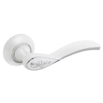 Ручка дверная Аллюр, Шэрон W/CP (17112), 12 447, со светлой накладкой, белый/хром