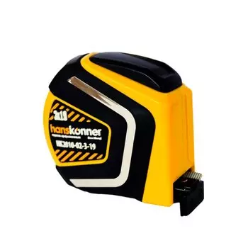 Рулетка 3 м, пластик, обрезиненная, магнитная, металл, 19 мм, автостоп, Hanskonner, HK2010-02-3-19