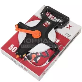 Рулетка геодезическая, 50 м, лента ПВХ, 12.5 мм, лента белая матовая, открытый корпус, Bartex, KM-L12