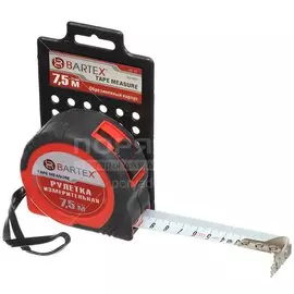 Рулетка 7.5 м, обрезиненный пластик, магнитная, 25 мм, с фиксатором, Bartex, JB 87