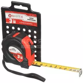 Рулетка 3 м, обрезиненный пластик, 16 мм, с фиксатором, Bartex, JB 05 / JB 47/05