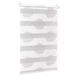 Рулонная штора День и ночь, 160х57 см, ширина крепления 61 см, крем, серебро, Delfa, СРШ-01МК-44802