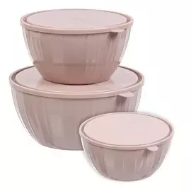 Салатник пластик, круглый, 3 шт, 5, 2.8, 1.7 л, с крышкой, Vanilla, Sugar&amp;Spice, SE187112005, латте