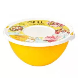 Миска пластик, круглая, 0.6 л, с крышкой, Grill menu, Полимербыт, С59496