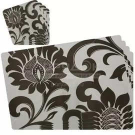 Салфетка под горячее пластик, прямоугольное, 8 шт, 4шт 42x28см + 4шт 9x9см, Барокко, 890-265
