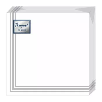 Салфетки бумажные Bouquet, de Luxe Рамка серебряная, 25 шт, 3 слоя, 24х24 см, 37889