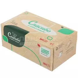 Салфетки бумажные Спасибо за заботу о природе 2 слоя, 180 шт