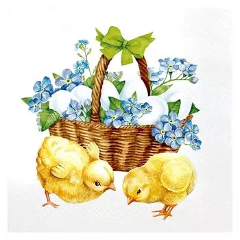Салфетки Лилия, Пасхальное лукошко, 20 шт, 3 слоя, 33х33 см