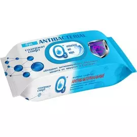 Салфетки влажные антибактериальные со спиртом, 72 шт, с клапаном