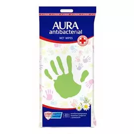 Салфетки влажные Aura, антибактериальные, 20 шт, 8206