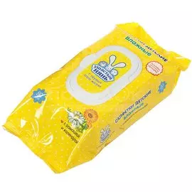 Салфетки влажные Ушастый нянь, Ромашка и календула, детские, 80 шт, 90625