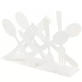 Салфетница металл, 13.5х4х9.5 см, белая, Ложка-Вилка, Y4-3331