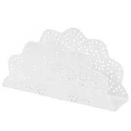 Салфетница металл, 15х4х7.5 см, белая, Кружево, Y4-3329