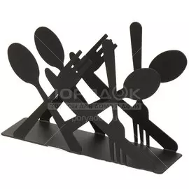 Салфетница металл, 13.5х4х9.5 см, черная, Ложка-Вилка, Y4-3330