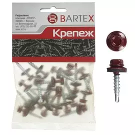 Саморез кровельный, диаметр 4.8х29 мм, 20 шт, красный, пакет, Bartex