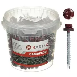 Саморез кровельный, диаметр 4.8х70 мм, 100 шт, красный, банка, Bartex