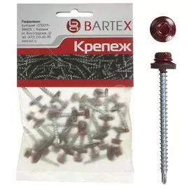 Саморез кровельный, диаметр 4.8х70 мм, 10 шт, красный, пакет, Bartex