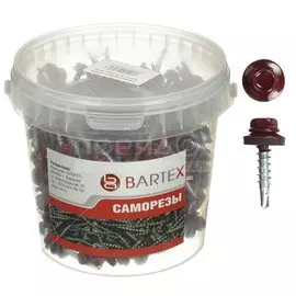 Саморез кровельный, диаметр 4.8х29 мм, 200 шт, красный, банка, Bartex