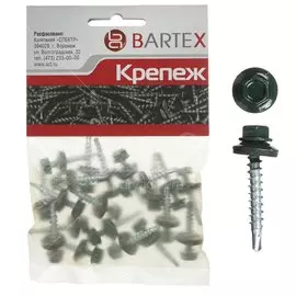 Саморез кровельный, диаметр 4.8х38 мм, 15 шт, зеленый, пакет, Bartex