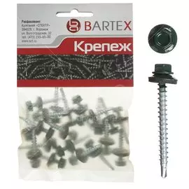Саморез кровельный, диаметр 4.8х50 мм, 15 шт, зеленый, пакет, Bartex
