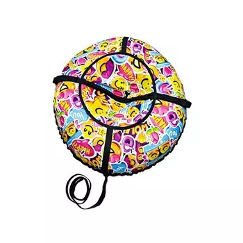 Санки-ватрушка Fani Sani, Смайлы PROFFI, 90 см, 90 кг, с буксировочным тросом, с ручками, 84240