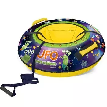 Санки-ватрушка Nika, Пришельцы, 85 см, 90 кг, с буксировочным тросом, с ручками, принт, светоотраж элементы, ТБ3К-85/П2