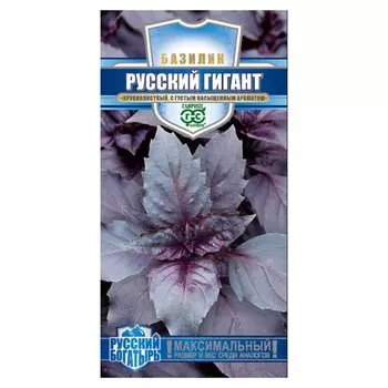 Семена Базилик, Русский гигант, 0.1 г, Русский богатырь, фиолетовый, цветная упаковка, Гавриш