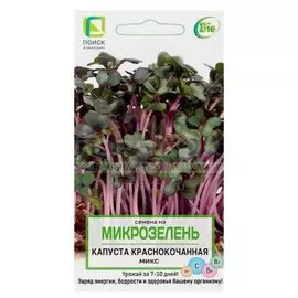 Семена Микрозелень, Капуста краснокочанная Микс, 5 г, цветная упаковка, Поиск