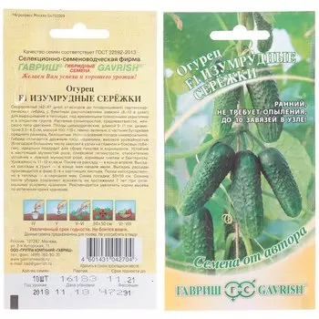 Семена Огурец, Изумрудные сережки F1, Семена от автора, цветная упаковка, Гавриш