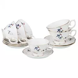 Набор чайный фарфор, 12 предметов, на 6 персон, 200 мл, Lefard, Гуси, 54-504